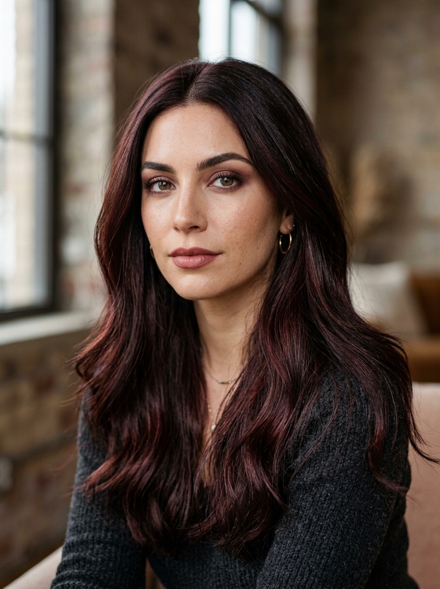 Burgundy Brown Hair als Herbst Haarfarben Inspiration 2026